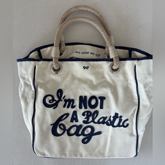 Anya Hindmarch Handbags - Anya Hindmarch vintage I’m not a plastic bag tote canvas